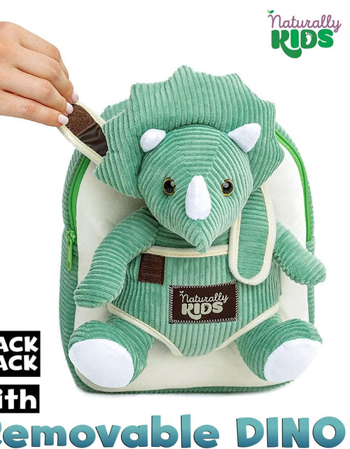 Load image into Gallery viewer, Green Triceratops Stuffed Animal Backpack, Toddler Backpack Girl Dinosaur Toys 3 Year Old Boys
