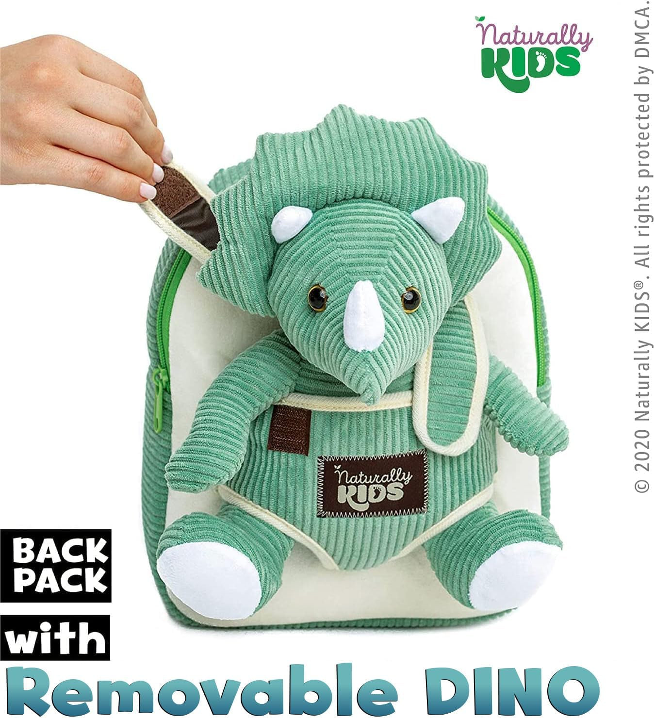 Green Triceratops Stuffed Animal Backpack, Toddler Backpack Girl Dinosaur Toys 3 Year Old Boys
