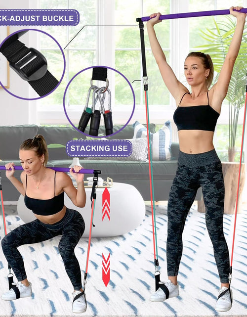 Load image into Gallery viewer, Portable Pilates Bar Kit with Resistance Bands for Men and Women - 3 Set Exercise Resistance Bands - Multifunctional Home Gym - Supports Full-Body Workouts – with Fitness Poster and Video
