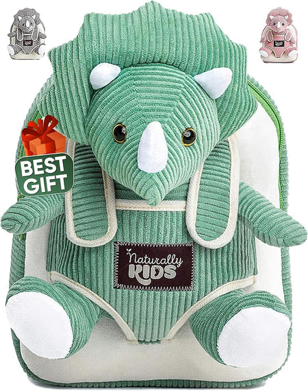 Green Triceratops Stuffed Animal Backpack, Toddler Backpack Girl Dinosaur Toys 3 Year Old Boys