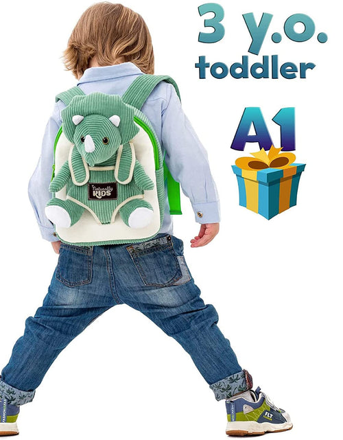 Load image into Gallery viewer, Green Triceratops Stuffed Animal Backpack, Toddler Backpack Girl Dinosaur Toys 3 Year Old Boys
