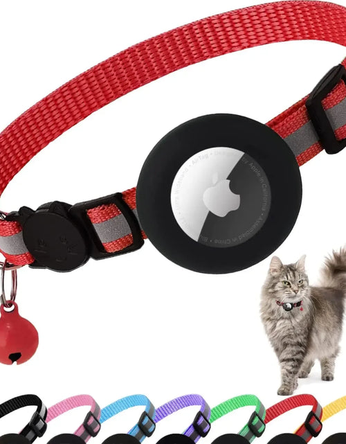 Load image into Gallery viewer, Reflective Breakaway Airtag Cat Collar 0.4Inch Adjustable with Holder Bell for Kitten Small Cat Daily Use without Locator
