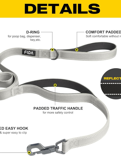 Load image into Gallery viewer, 6 FT Heavy Duty Dog Leash with 2 Comfortable Padded Handles, Traffic Handle &amp; Advanced Easy Snap Hook, Reflective Walking Lead for Large, Medium &amp; Small Breed Dogs, Grey
