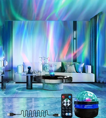LED Starry Galaxy Ocean Wave Projector RGB Smart Remote Control Lamp KTV USB Christmas Lights Auto Rotate for Home Bedroom Decor