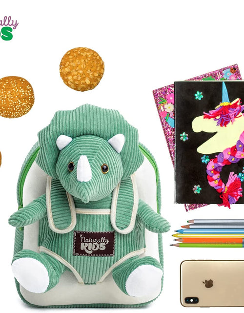 Load image into Gallery viewer, Green Triceratops Stuffed Animal Backpack, Toddler Backpack Girl Dinosaur Toys 3 Year Old Boys
