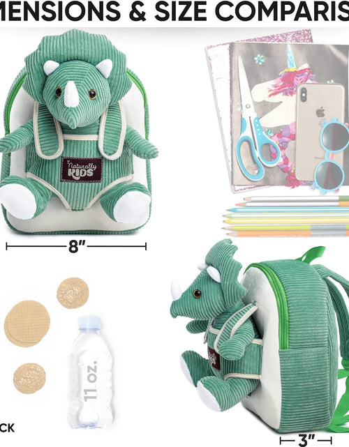 Load image into Gallery viewer, Green Triceratops Stuffed Animal Backpack, Toddler Backpack Girl Dinosaur Toys 3 Year Old Boys
