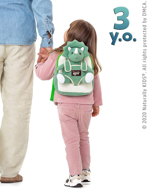 Load image into Gallery viewer, Green Triceratops Stuffed Animal Backpack, Toddler Backpack Girl Dinosaur Toys 3 Year Old Boys
