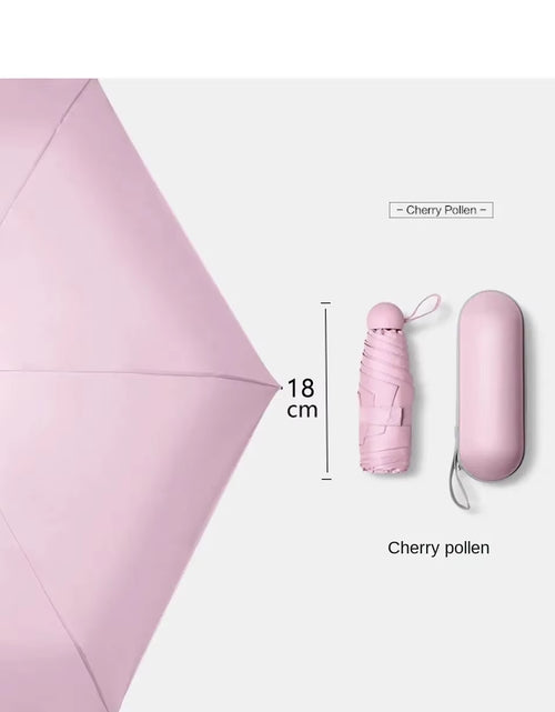 Load image into Gallery viewer, Capsule Umbrella Portable Mini Sunshade Sunscreen Rain Umbrella Black Rubber Alloy Handle Foldable Sun Rain Dual Use
