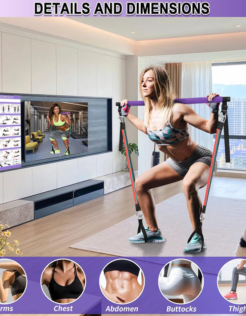 Load image into Gallery viewer, Portable Pilates Bar Kit with Resistance Bands for Men and Women - 3 Set Exercise Resistance Bands - Multifunctional Home Gym - Supports Full-Body Workouts – with Fitness Poster and Video
