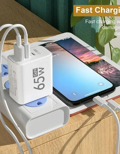 Load image into Gallery viewer, 65W Gan Fast Charging USB PD Type-C Multi-Port Mobile Phone Adapter for Iphone 15 Pro Max Samsung Xiaomi Huawei Compact High-S
